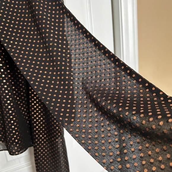 Jason Wu Polka Dot No Sleeve Draped Neck Top with Scarf Sheer Black Gold NWT - Picture 5 of 16